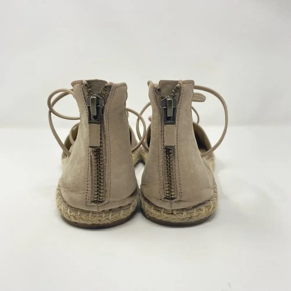 Eileen Fisher Beige Flat Elastic Zip Up Espadrilles 8.5